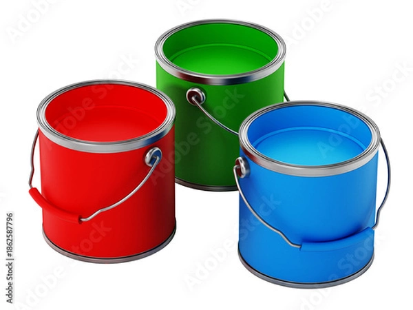 Obraz Paint cans on transparent background. 3D illustration