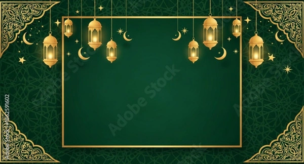 Fototapeta Lantern on green background 