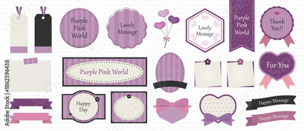 Obraz Purple pink world frame icon set