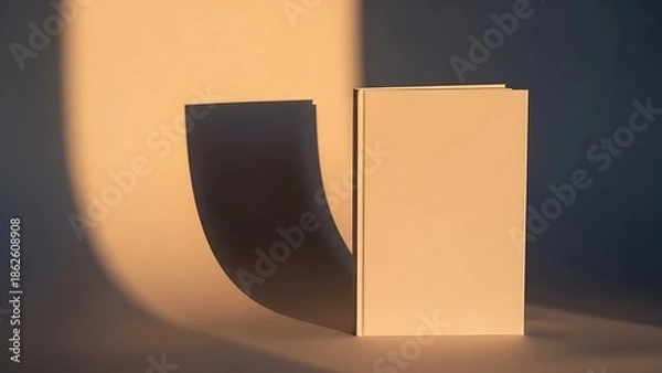 Obraz Vertical Blank Paperback Book Mockup with Dramatic Side Shadow, Minimalist Design Presentation Template