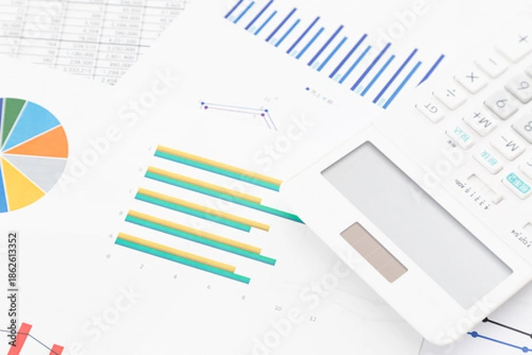 Fototapeta 書類と電卓