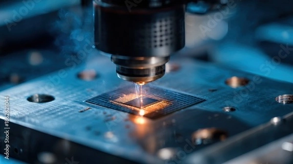 Fototapeta Microchip manufacturing with advanced laser technology