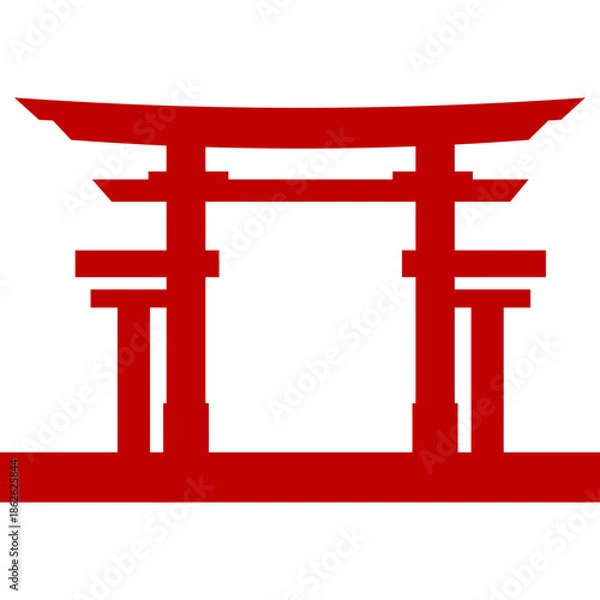 Obraz Red Chinese Gate Silhouette