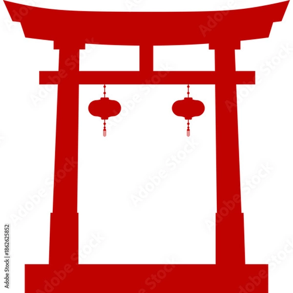 Obraz Red Chinese Gate Silhouette