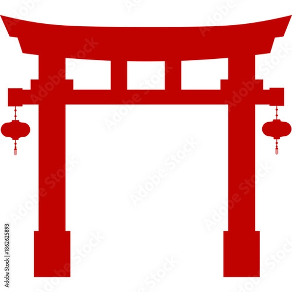 Obraz Red Chinese Gate Silhouette