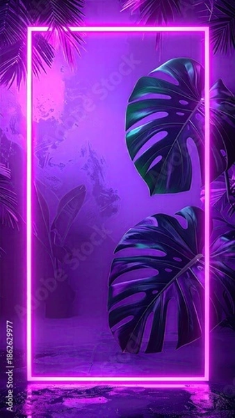 Obraz Neon framed tropical scene