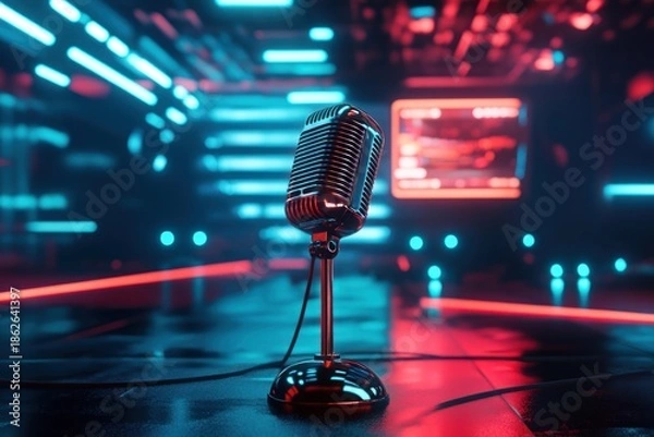Obraz Retro microphone stage