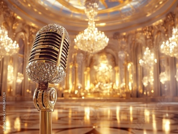 Obraz Vintage microphone stage interior