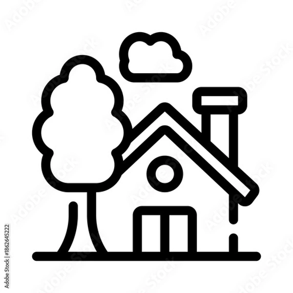 Fototapeta housing complex line icon