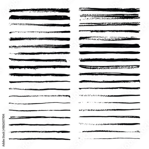 Obraz Abstract Black Hand Drawn Brush Strokes Texture Set.