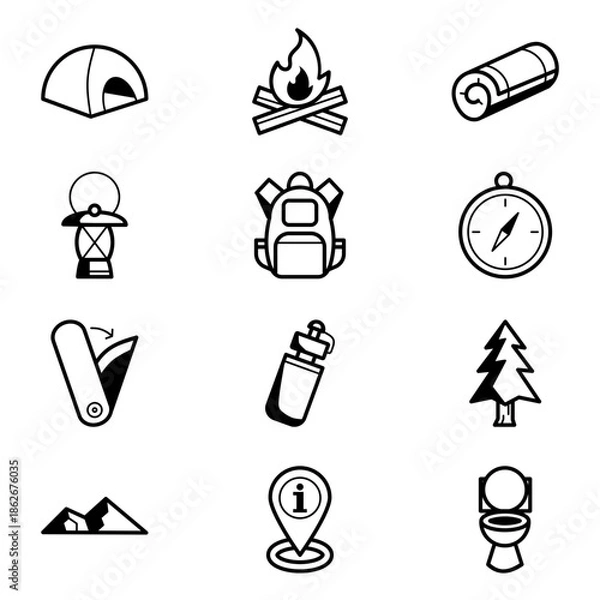 Fototapeta Camping ground icon set