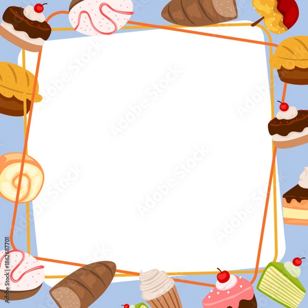 Fototapeta cake and bread outer frame square