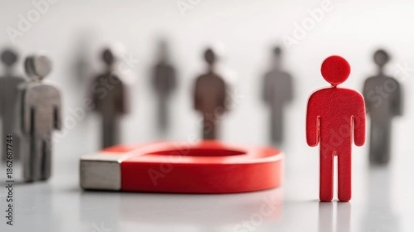 Obraz Red figure stands out from group