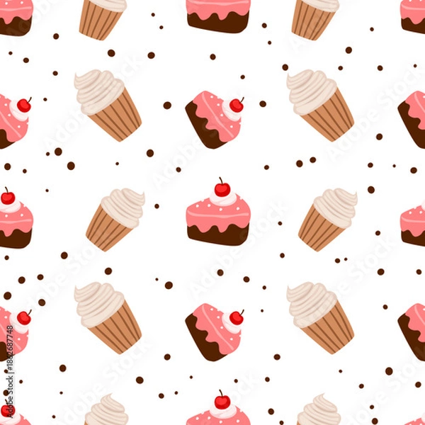Obraz cake and bread seamless pattern with dot