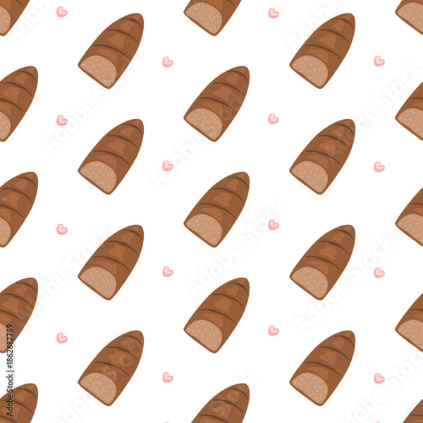 Obraz cake and bread seamless pattern with love
