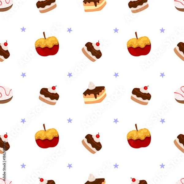 Obraz cake and bread seamless pattern with star