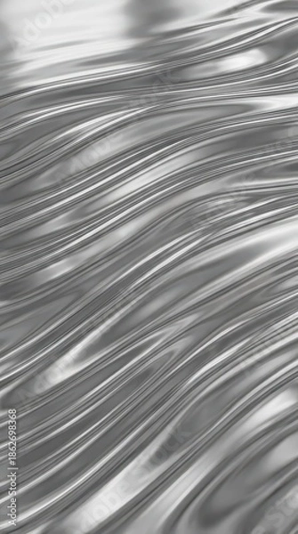 Obraz Elegant Shiny Chrome Metallic Ripples with Smooth Flowing Abstract Silver Waves Texture Pattern