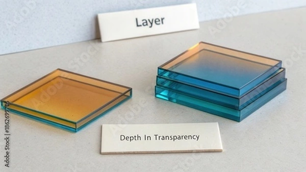 Obraz Colorful Transparent Layers Demonstrating Depth in Transparency on a Neutral Background