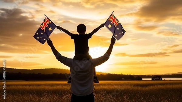 Obraz Celebrating unity at sunset