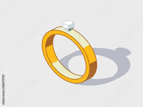 Obraz Diamond ring isometric vector illustration with shadow