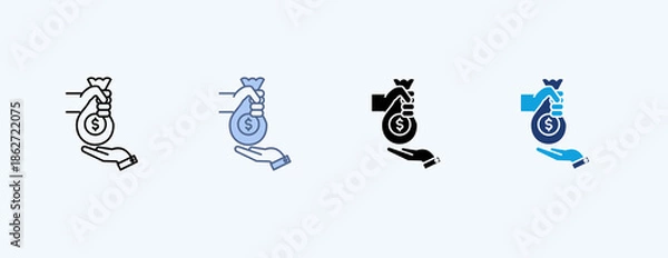 Obraz Salary Multiple Icon Illustration Vector