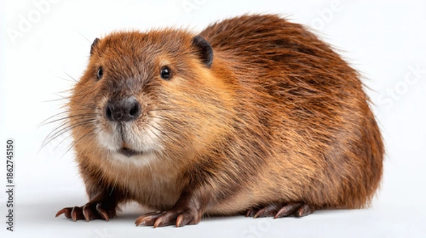 Obraz Beaver Portrait on White Surface