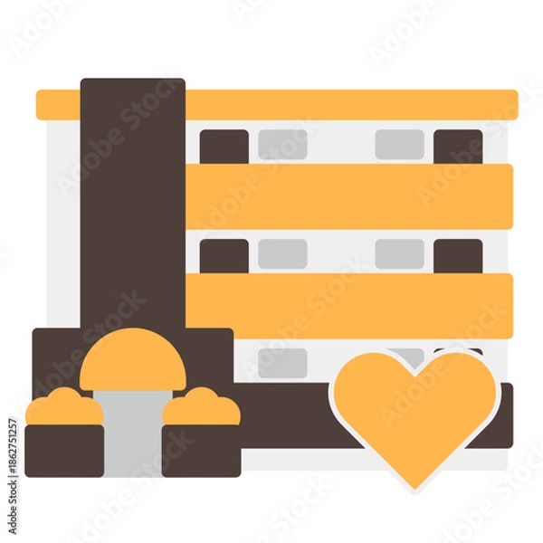 Obraz シンプルなマンションのアイコン+ハート