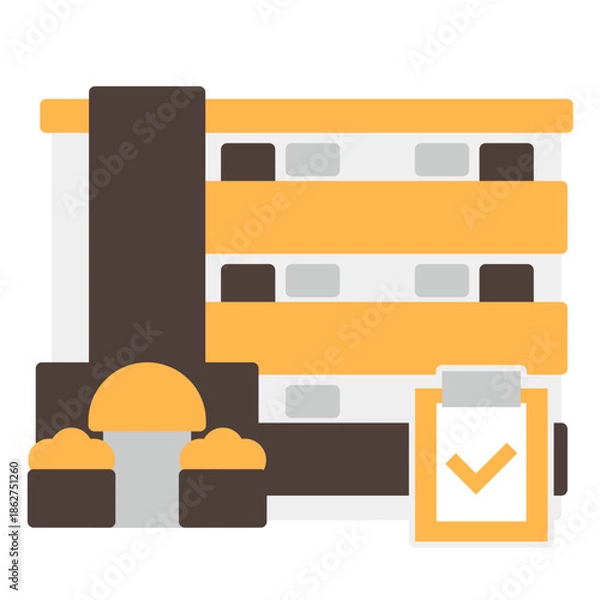 Obraz シンプルなマンションのアイコン+クリップボード