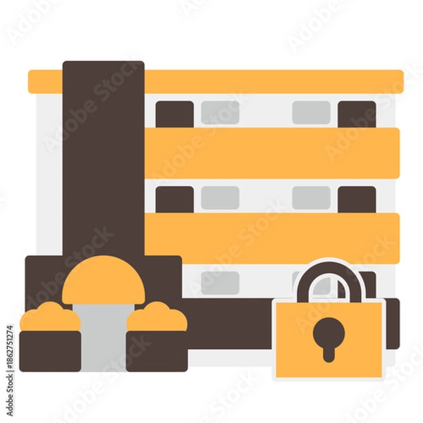 Obraz シンプルなマンションのアイコン+鍵