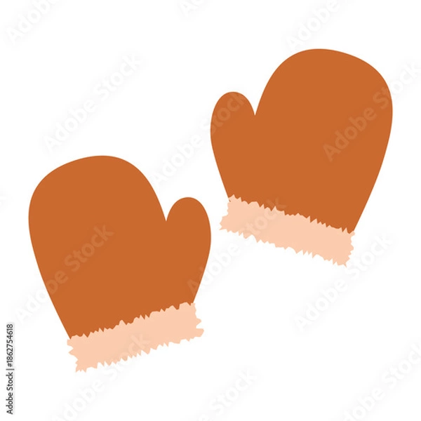 Obraz 冬の防寒アイテム・シンプルなオレンジの手袋