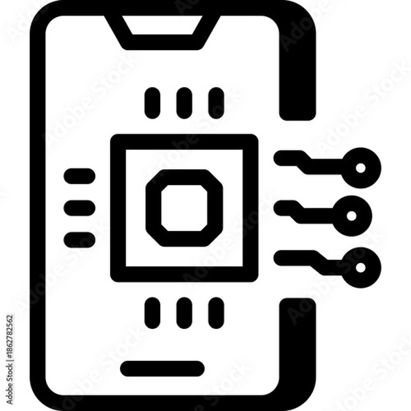 Obraz artificial intelligence illustration, chipping technology, ai generation, vector icon