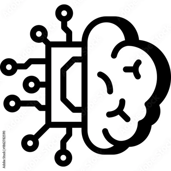 Obraz artificial intelligence illustration, chipping technology, ai generation, vector icon