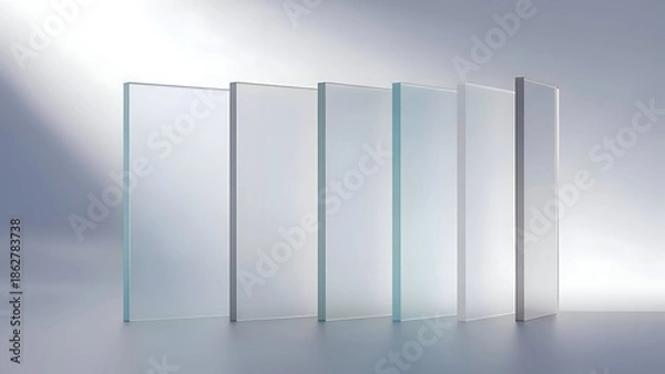 Obraz Five Glass Panels with Reflections and Shadows.