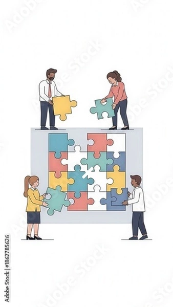 Obraz Teamwork and Collaboration Puzzle Pieces.