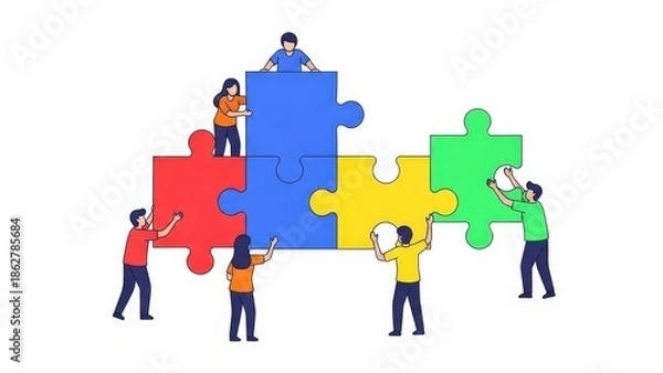 Obraz Teamwork and Collaboration Puzzle Pieces.