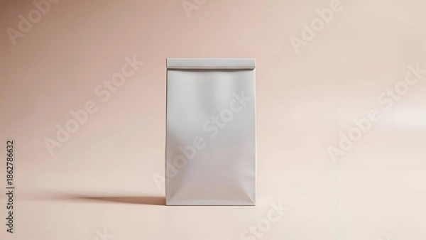 Obraz Silver Foil Packaging Bag on Beige Background.