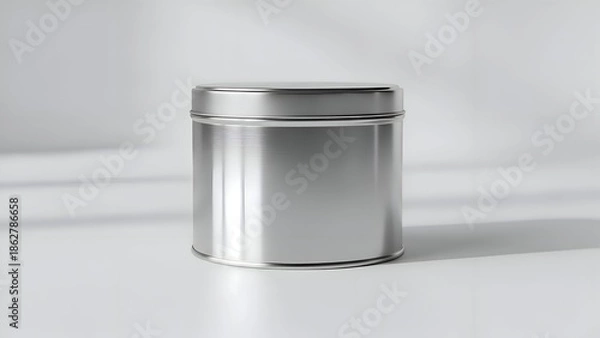 Obraz Silver Metal Container on White Surface.