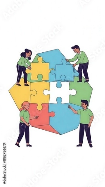 Obraz Teamwork and Collaboration with Puzzle Pieces.