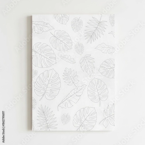 Obraz White Card with Embossed Leaf Pattern.