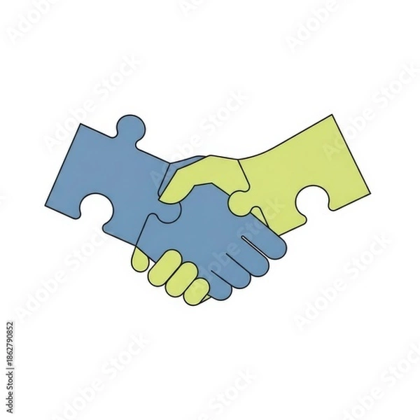 Obraz Handshake Puzzle Pieces Joining Together.