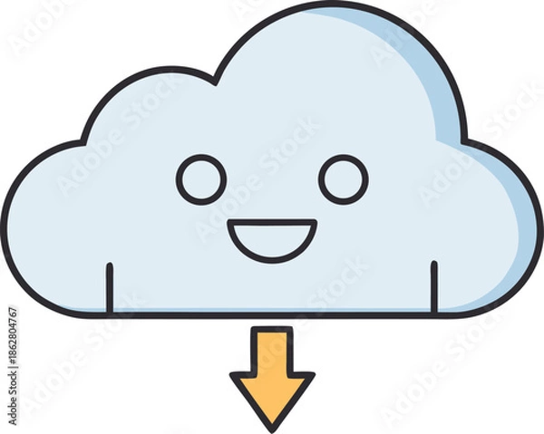 Obraz The image features a cartoon cloud with a smiling face