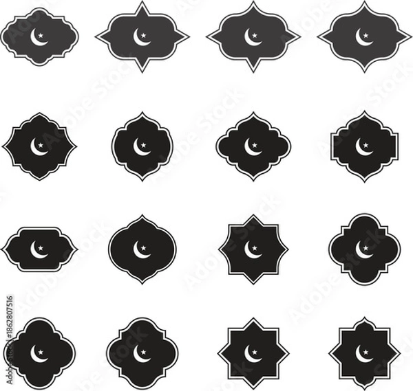 Obraz Ramadan islamic crescent moon emblems