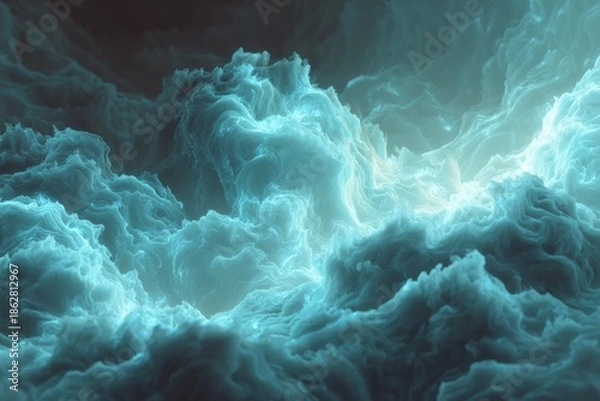 Obraz Soft blue energy smoke waves abstract background