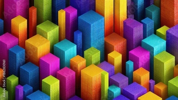 Obraz Colorful abstract geometric blocks background pattern