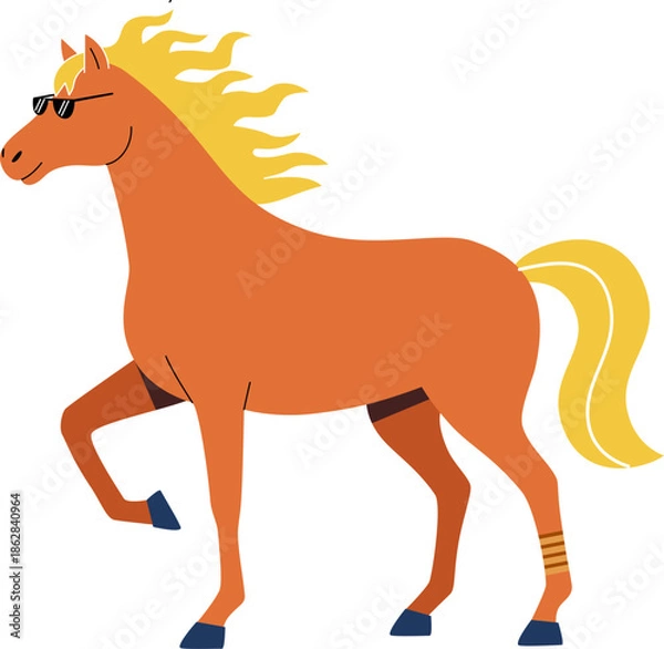 Obraz Cool Brown Horse Standing in Sunglasses