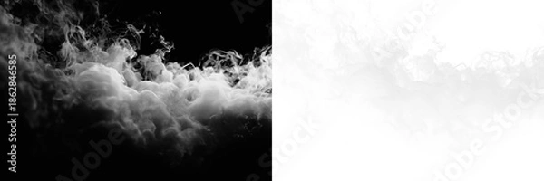 Obraz White clouds float on a dark background creating a contrasting visual effect without any distinct objects or figures