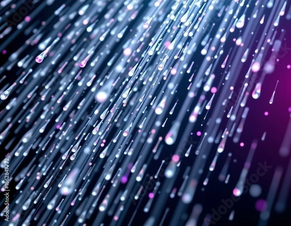 Obraz Dynamic Rain Shower with Purple Backlight