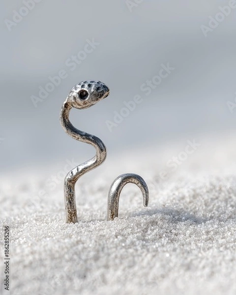 Obraz Small silver snake in sand