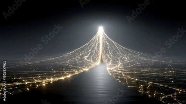 Fototapeta A render farm, visualized as a single, complex crystalline structure