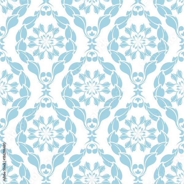 Obraz Blue floral seamless pattern on white background
